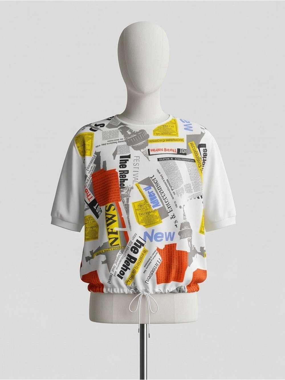 Graphic Streetwear Drawstring Hem Top Plus Size 2X Oversized Y2K Urban Tee